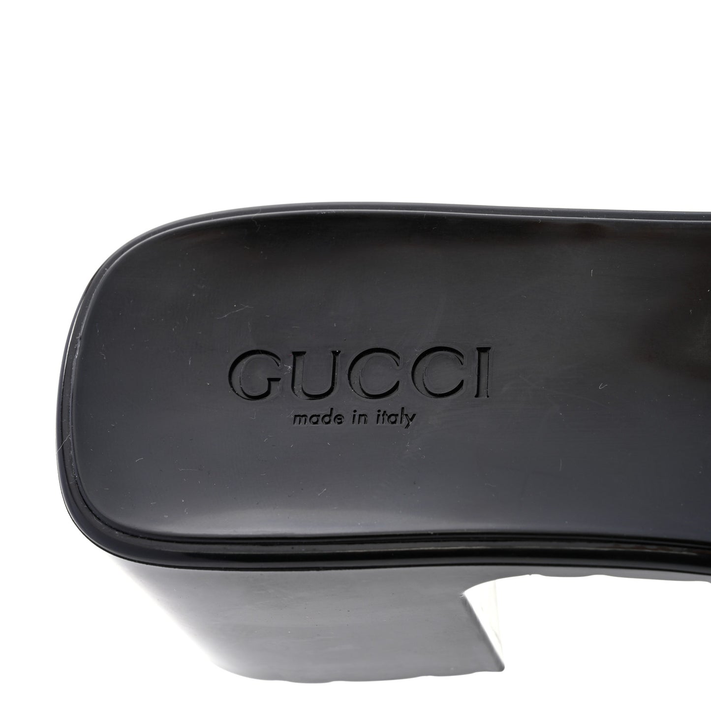 Rubber Gucci Logo Womens Platform 20/60mm Slide Sandals 41 Black