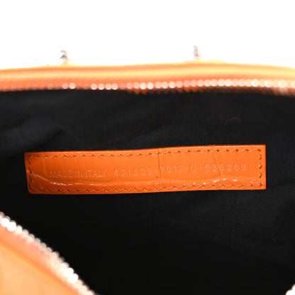 Balenciaga Extra Supple Calfskin Crocodile Embossed Le Cagole Shoulder Bag XS Pop Orange 8 of 11