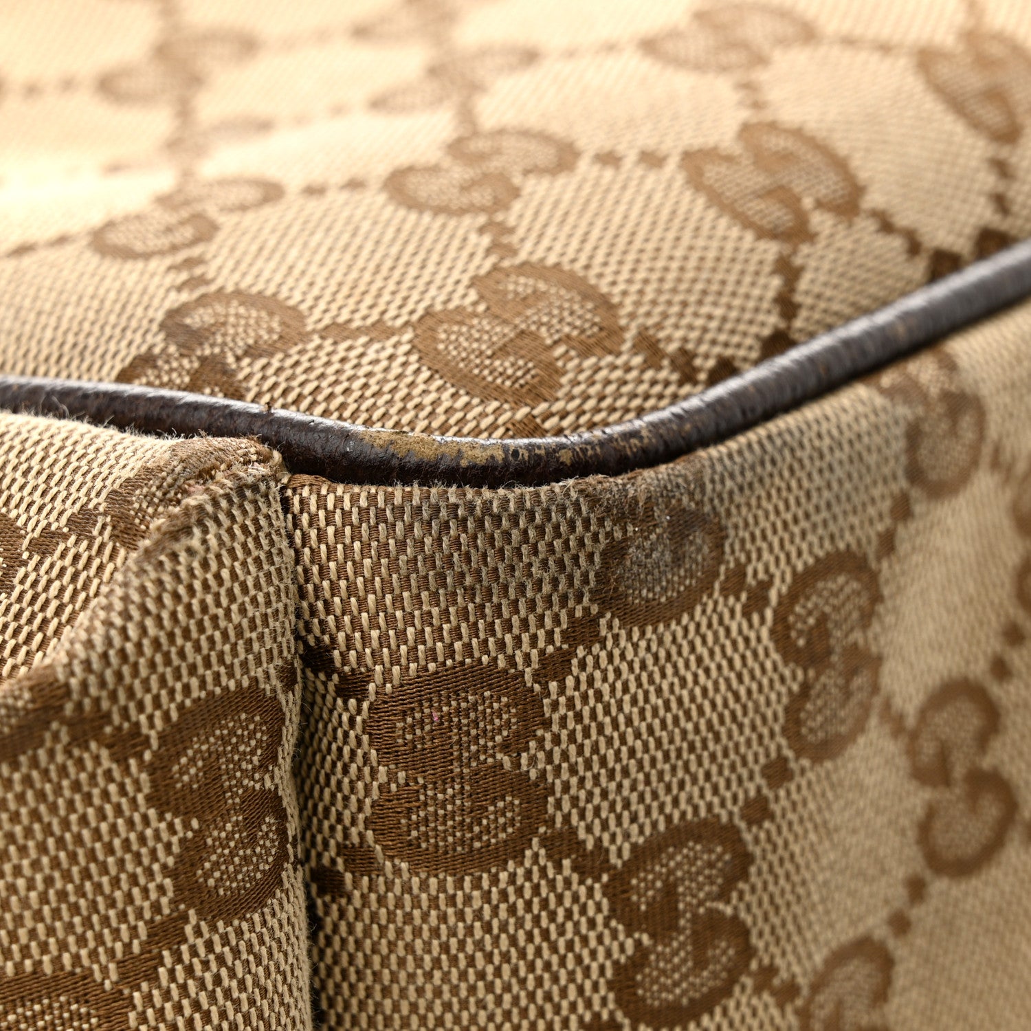 Gucci Monogram Natural Pigskin Large Diaper Bag Beige Ebony Cocoa Dark Chocolate 15 of 15