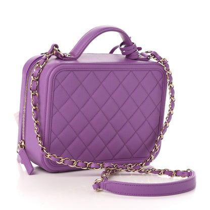 Chanel Caviar Quilted Medium CC Filigree Vanity Case Purple 3 of 10