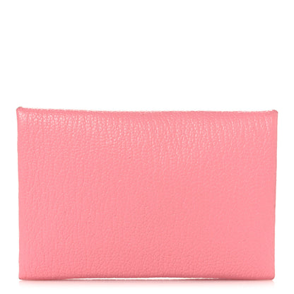 Hermes Chevre Chandra Verso Calvi Card Case Rose Confetti Brique 1 of 7