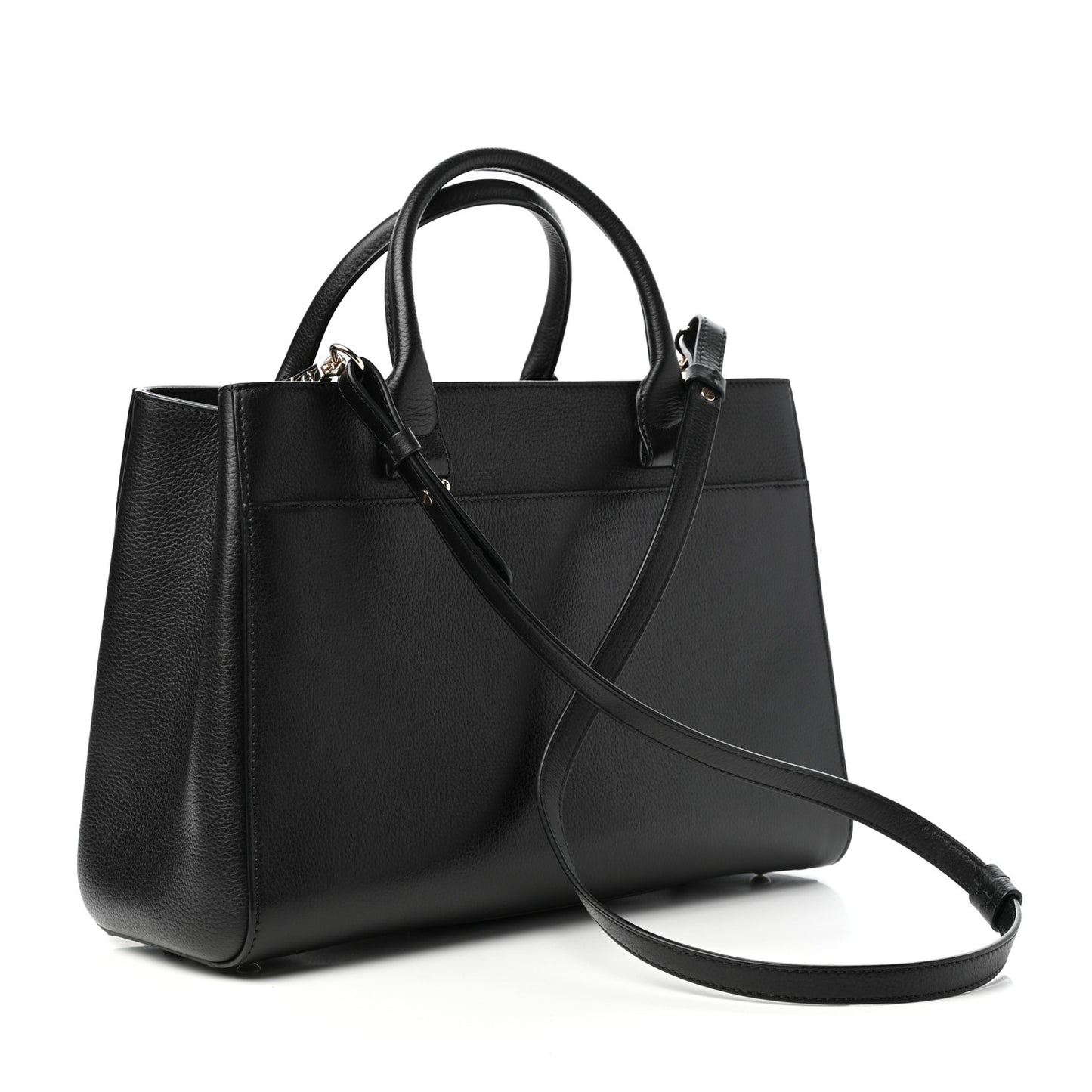 Grained Calfskin Small Neo Executive Shopper Tote Black