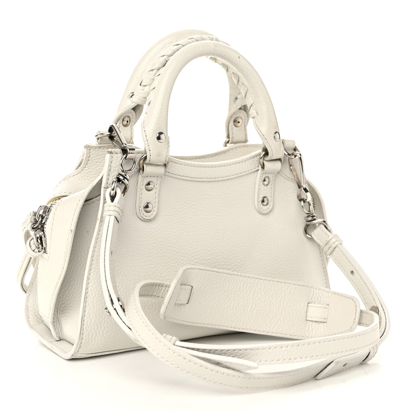 Grained Calfskin Neo Classic Silver Hardware Mini City White