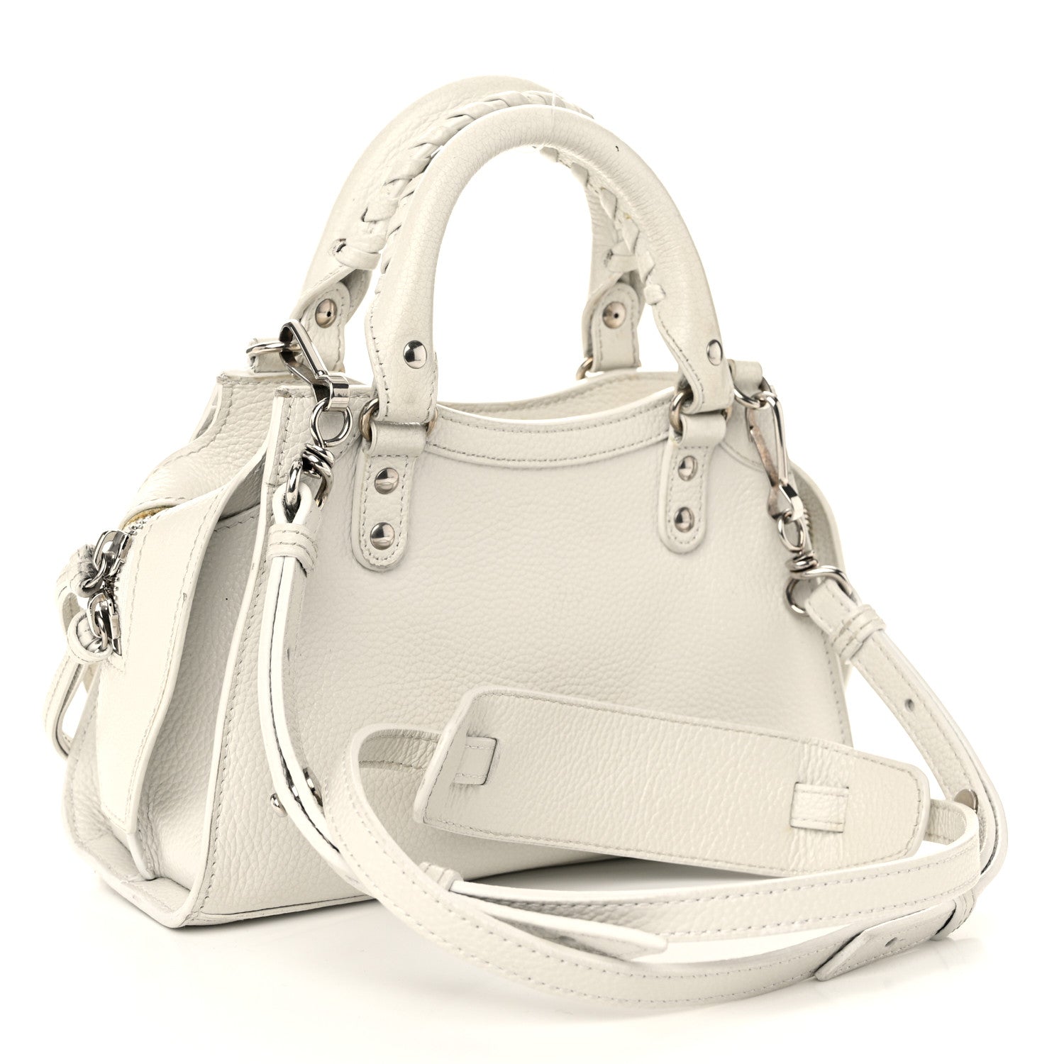 Balenciaga Grained Calfskin Neo Classic Silver Hardware Mini City White 3 of 13