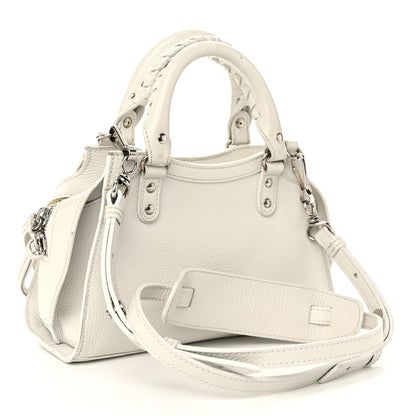 Balenciaga Grained Calfskin Neo Classic Silver Hardware Mini City White 3 of 13