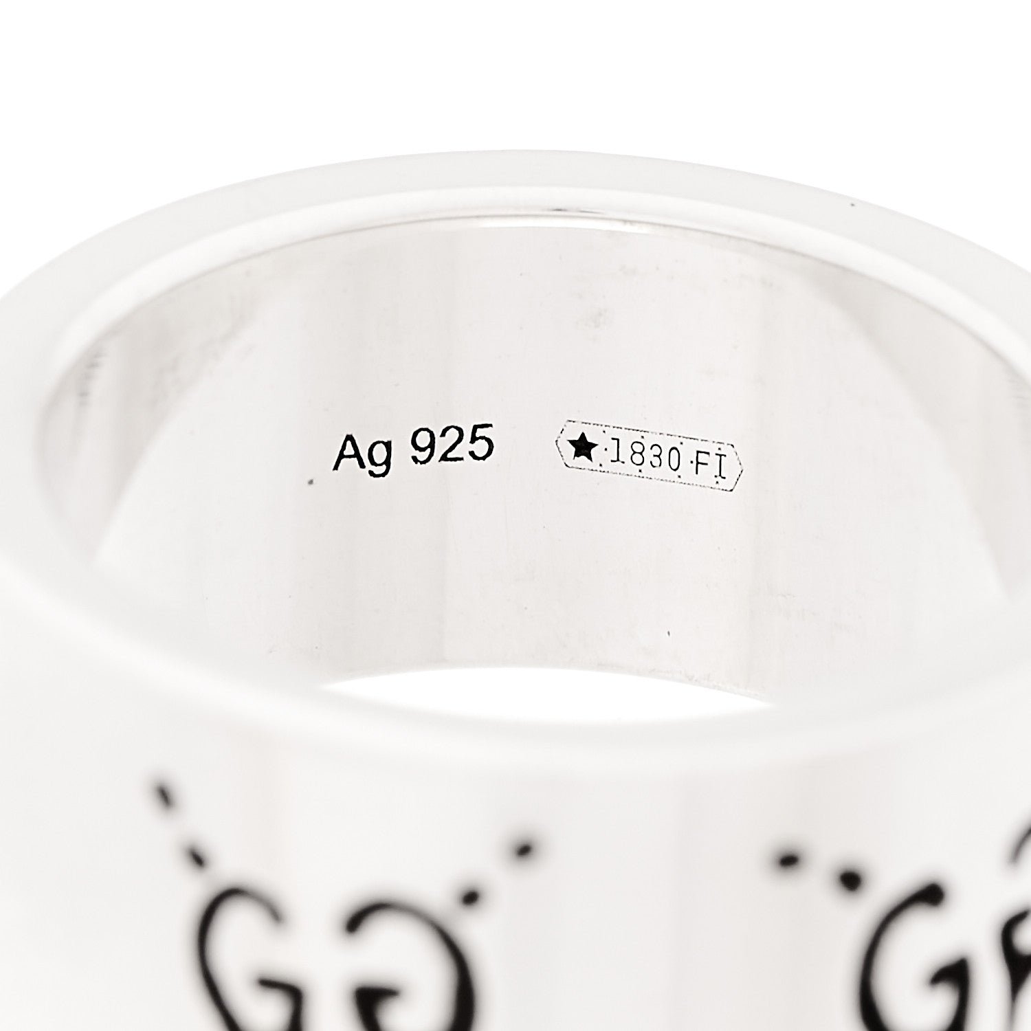 Gucci Sterling Silver GucciGhost Hamlet Skull Band Ring 50 5.5 5 of 6