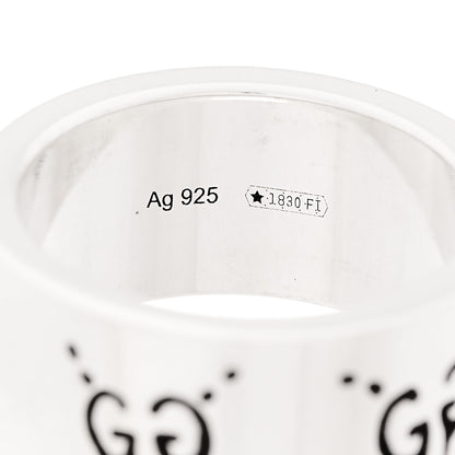 Gucci Sterling Silver GucciGhost Hamlet Skull Band Ring 50 5.5 5 of 6