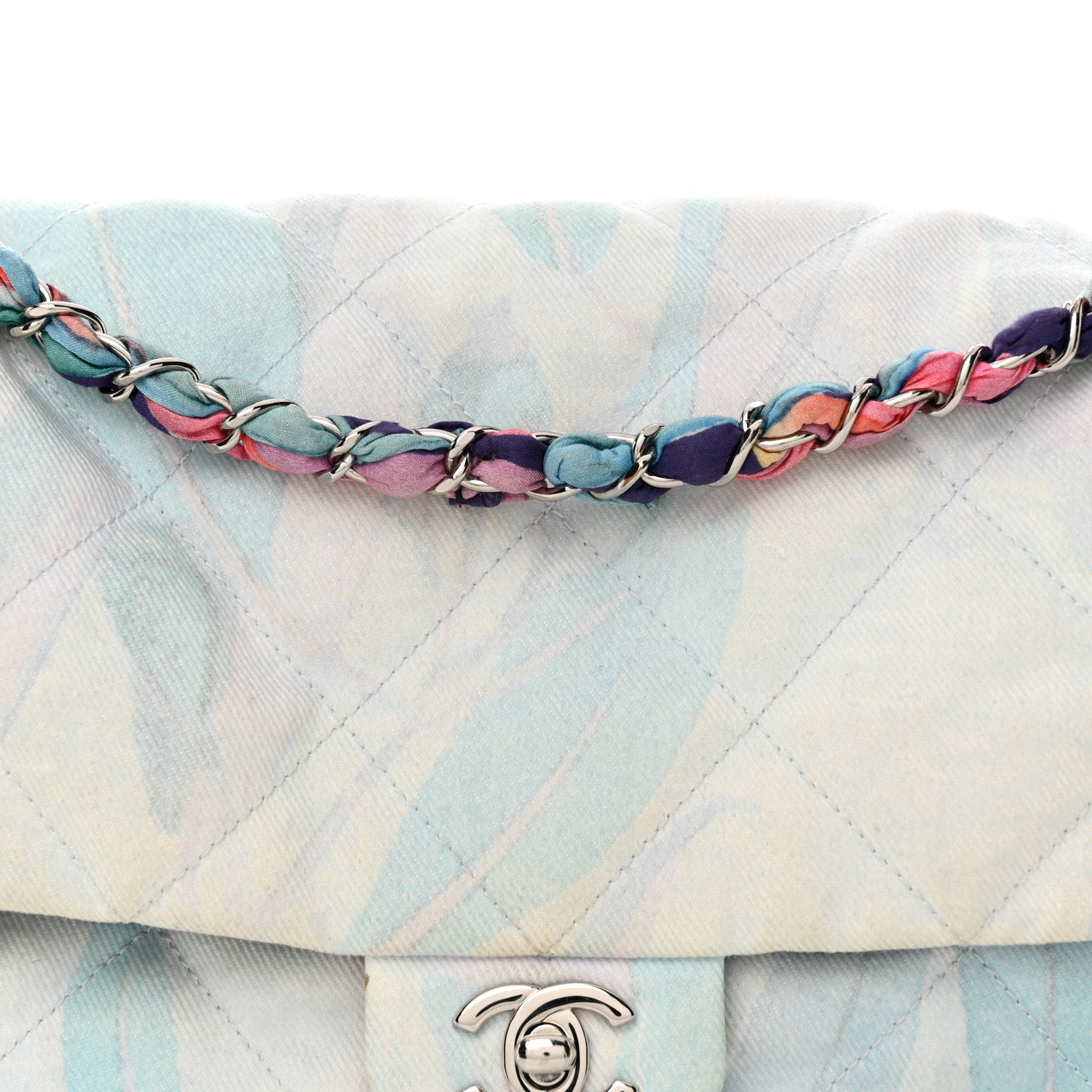 Chanel Canvas Quilted Jungle Jeans Flap White Multicolor 8 of 13