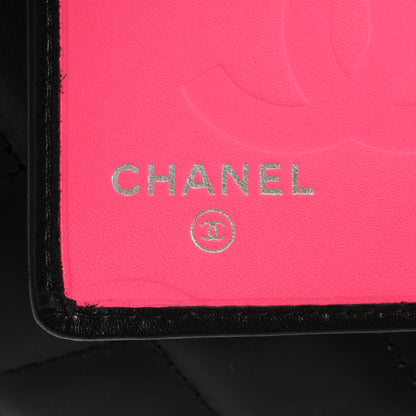 Chanel Calfskin Quilted Cambon Yen Wallet Black White 6 of 7