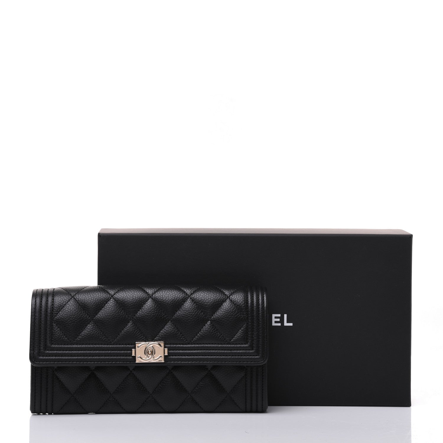 Chanel Caviar Quilted Long Boy Flap Wallet Black 14 of 14
