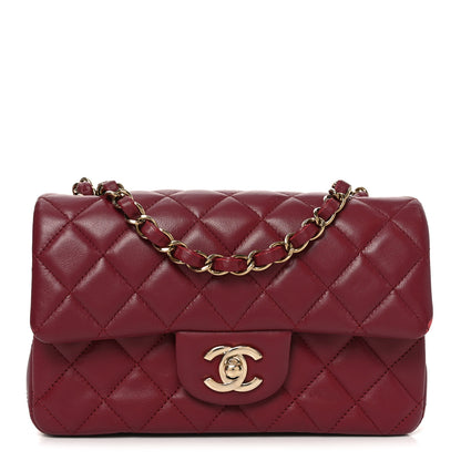 Chanel Lambskin Quilted Mini Rectangular Flap Burgundy 1 of 11