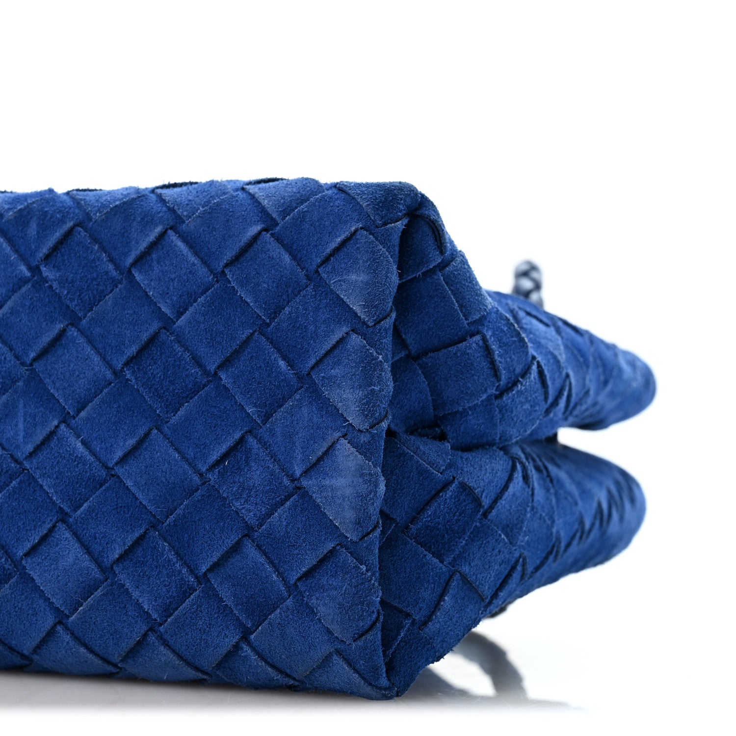 Bottega Veneta Suede Intrecciato Small Andiamo Shoulder Bag Royal Blue 9 of 11