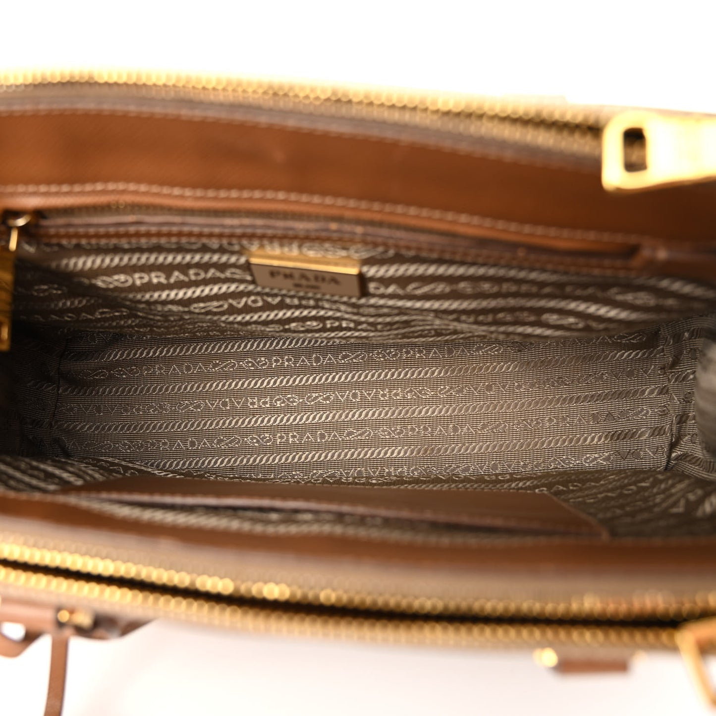 Saffiano Small Galleria Double Zip Tote Caramel
