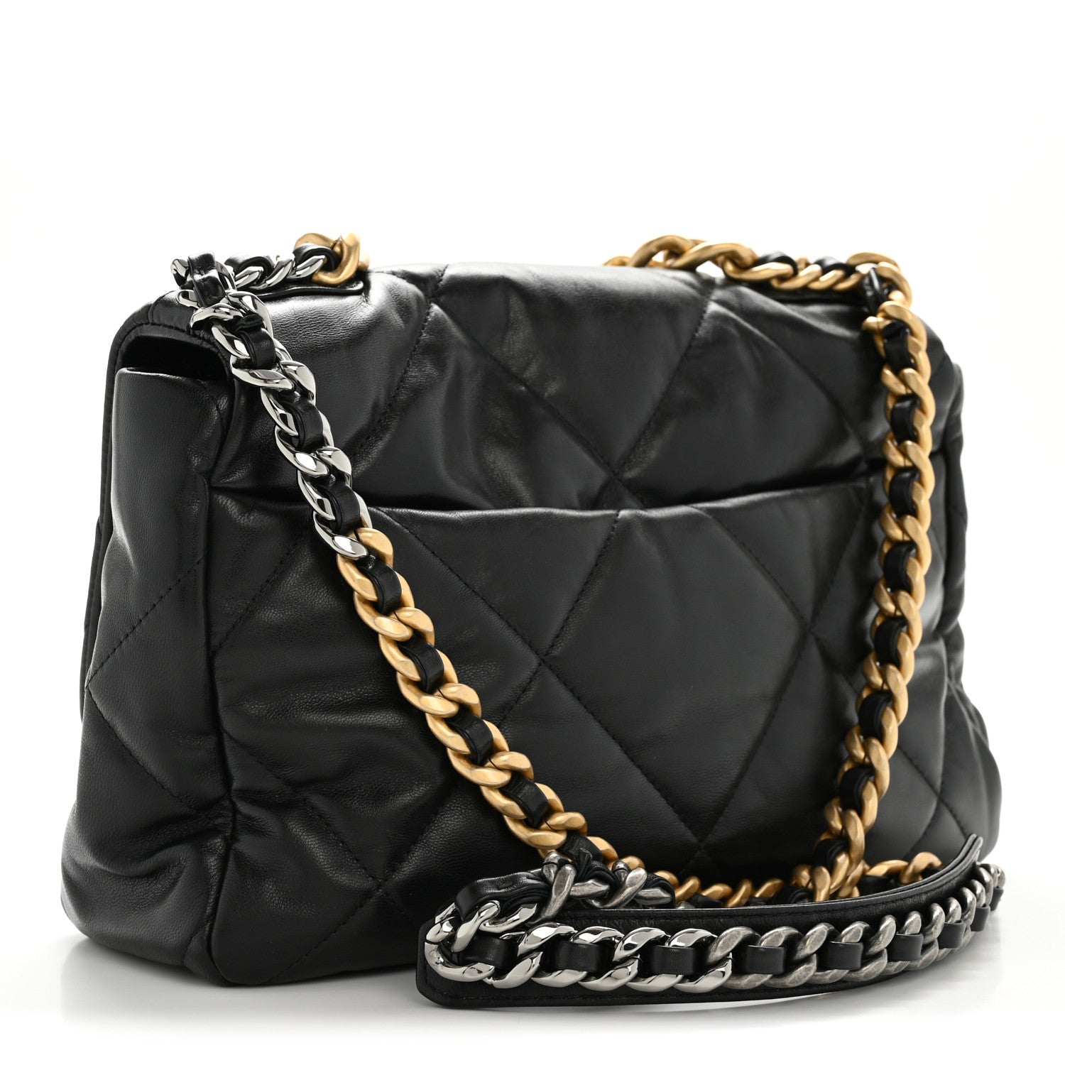 Chanel Shiny Goatskin Quilted Large Chanel 19 Flap Black 3 of 13