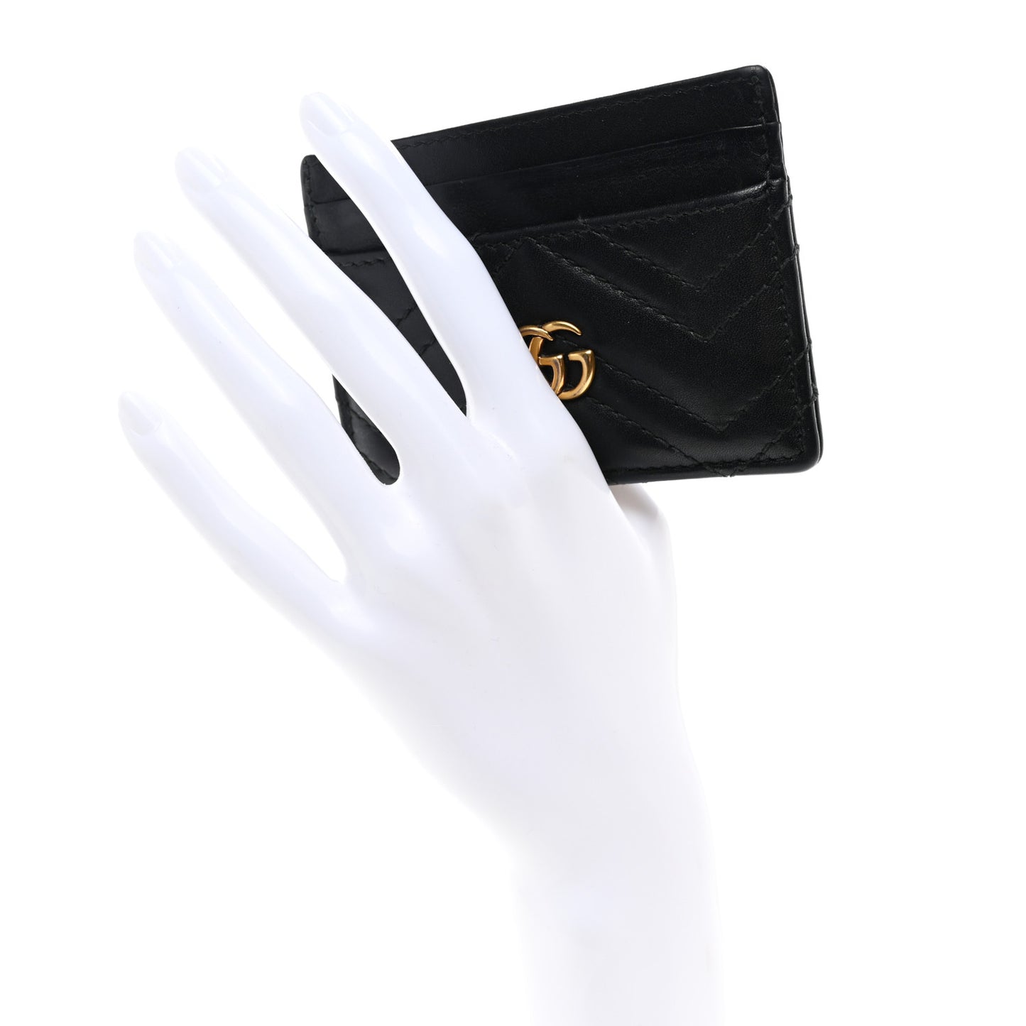 Calfskin Matelasse GG Marmont Card Holder Black