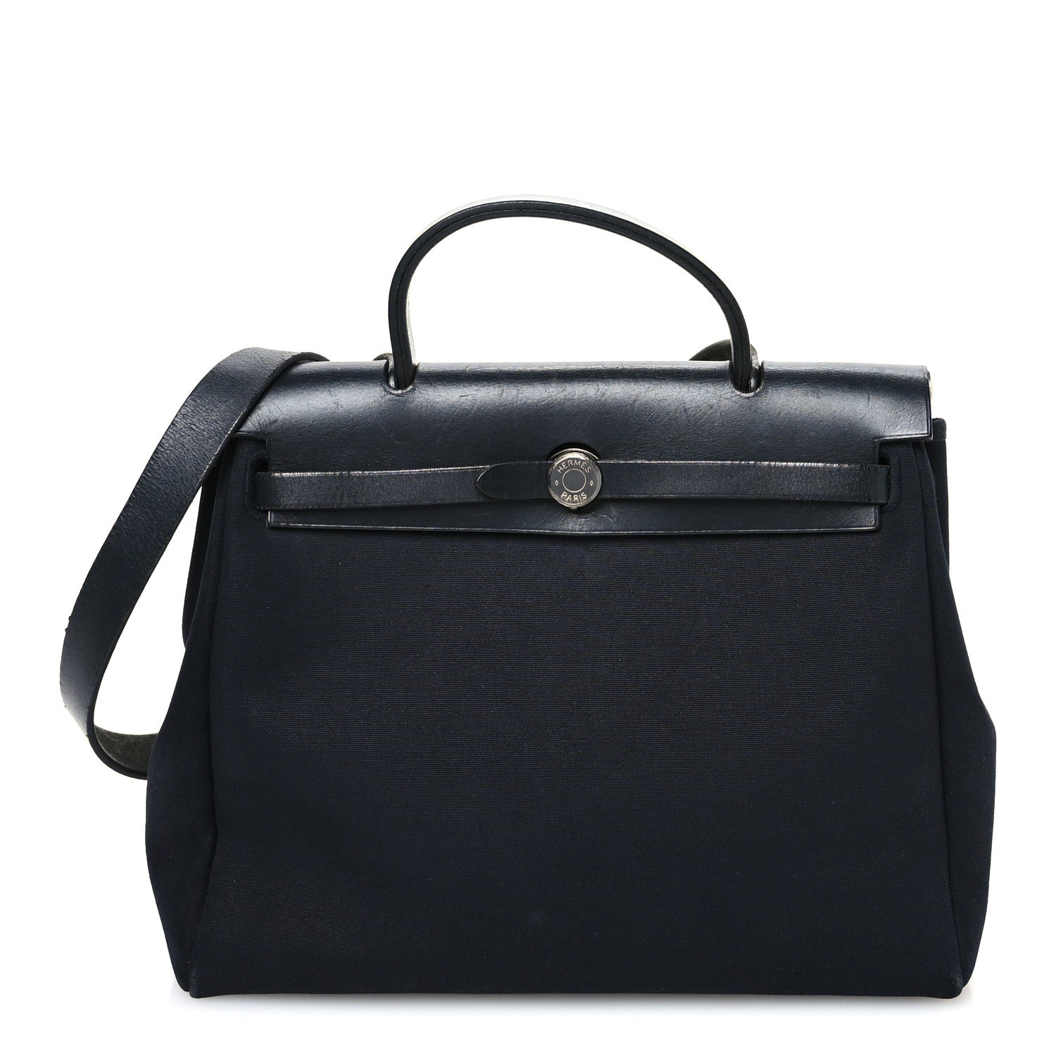 Hermes Toile Vache Calfskin Herbag 30 PM Black 1 of 14