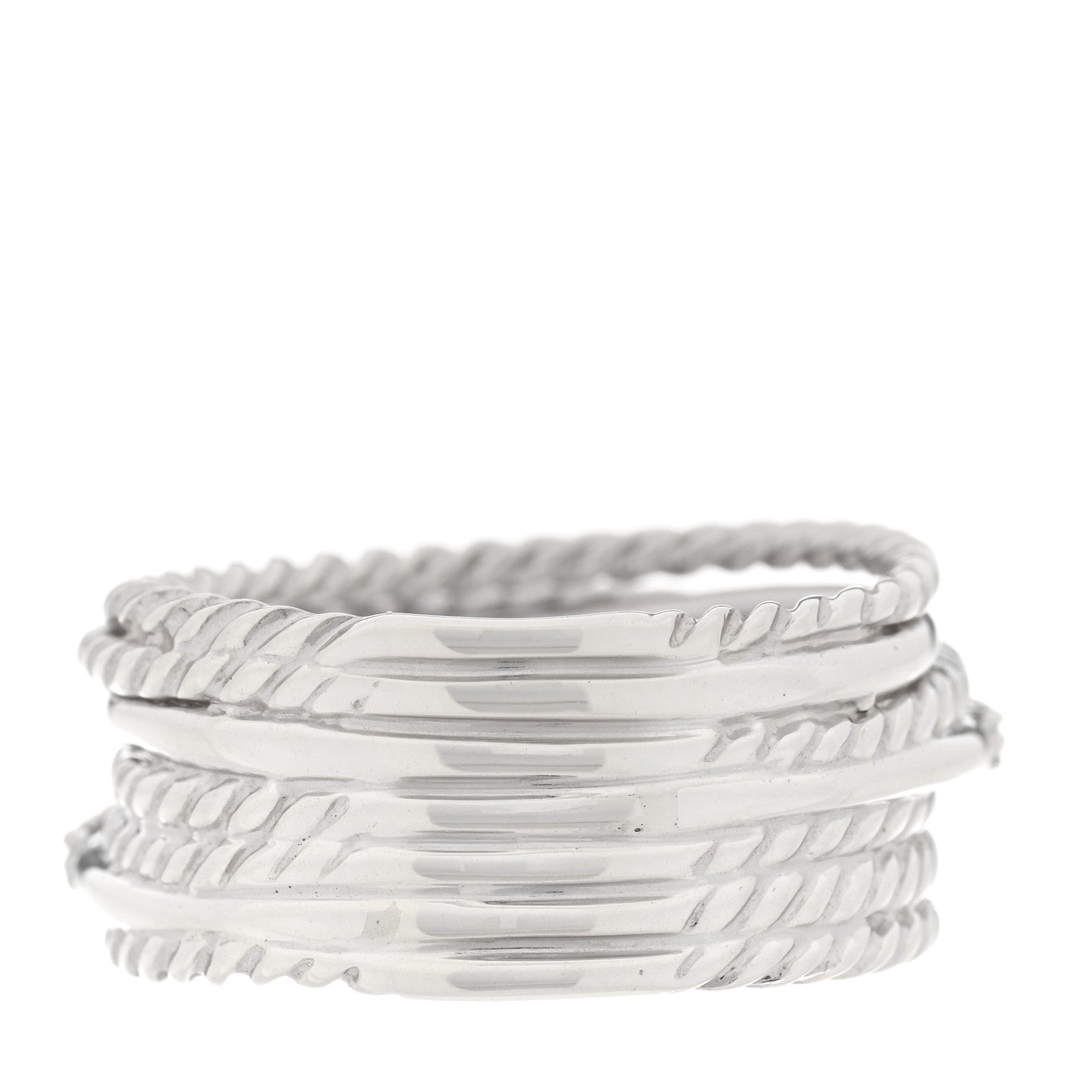 David Yurman Sterling Silver Diamond 11mm Wide Crossover Cable Ring 55 7.25 3 of 5