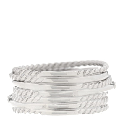 David Yurman Sterling Silver Diamond 11mm Wide Crossover Cable Ring 55 7.25 3 of 5