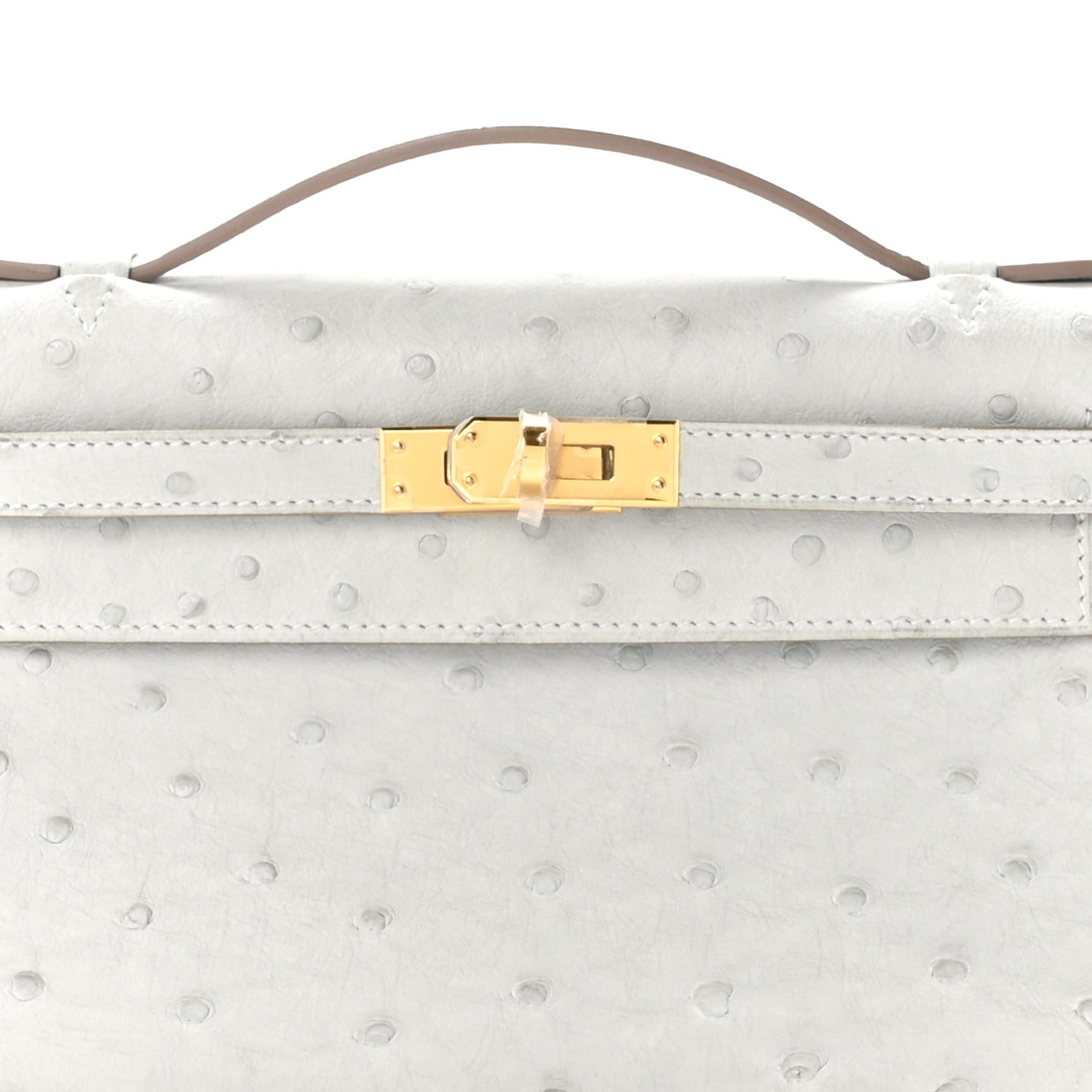 Hermes Ostrich Kelly Pochette Clutch Gris Perle 9 of 12