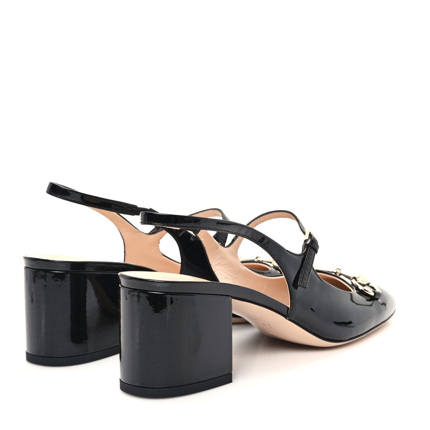Vernice Crystal Horsebit Charlotte 42mm Slingback Pumps 39 Black