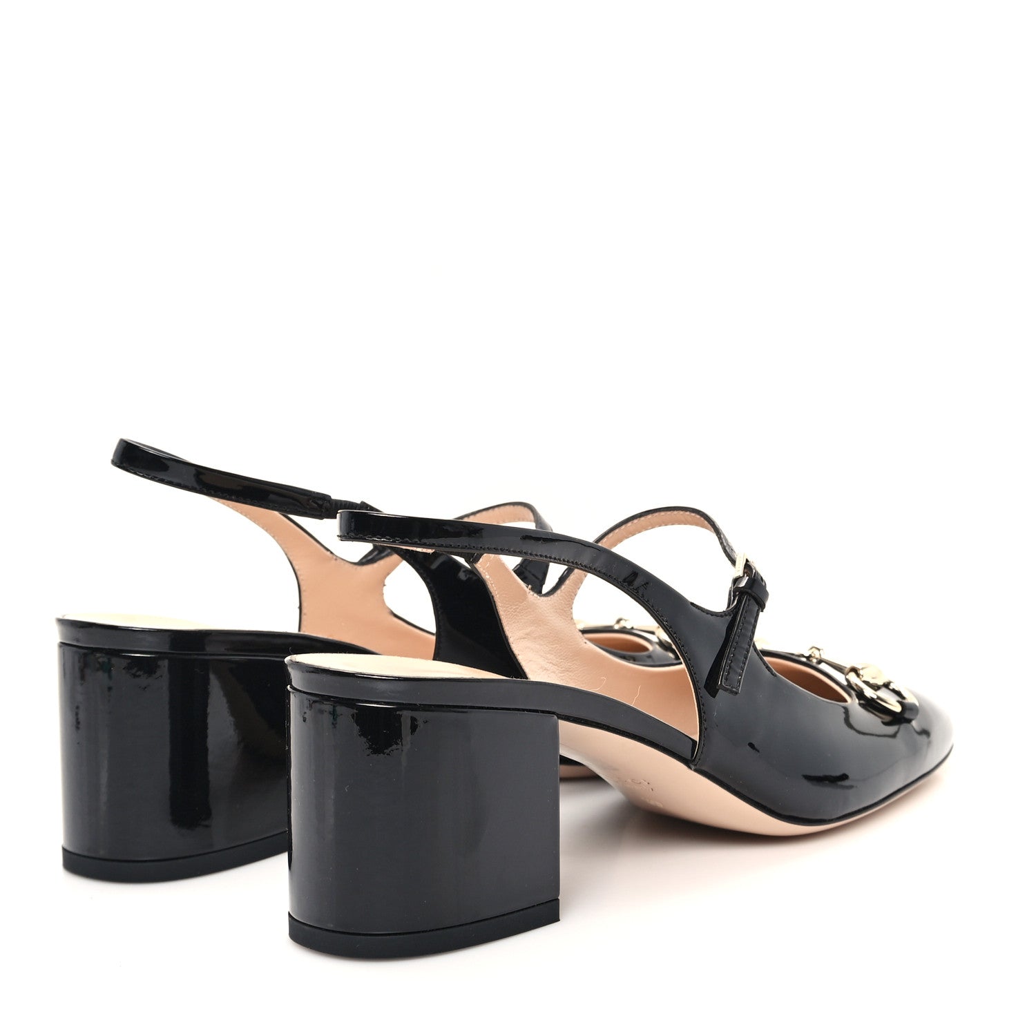 Gucci Vernice Crystal Horsebit Charlotte 42mm Slingback Pumps 39 Black 5 of 11