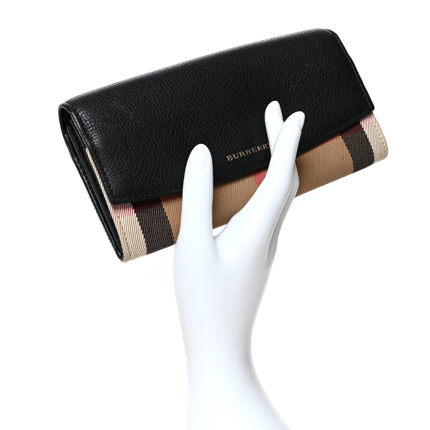 Calfskin House Check Porter Continental Wallet Black