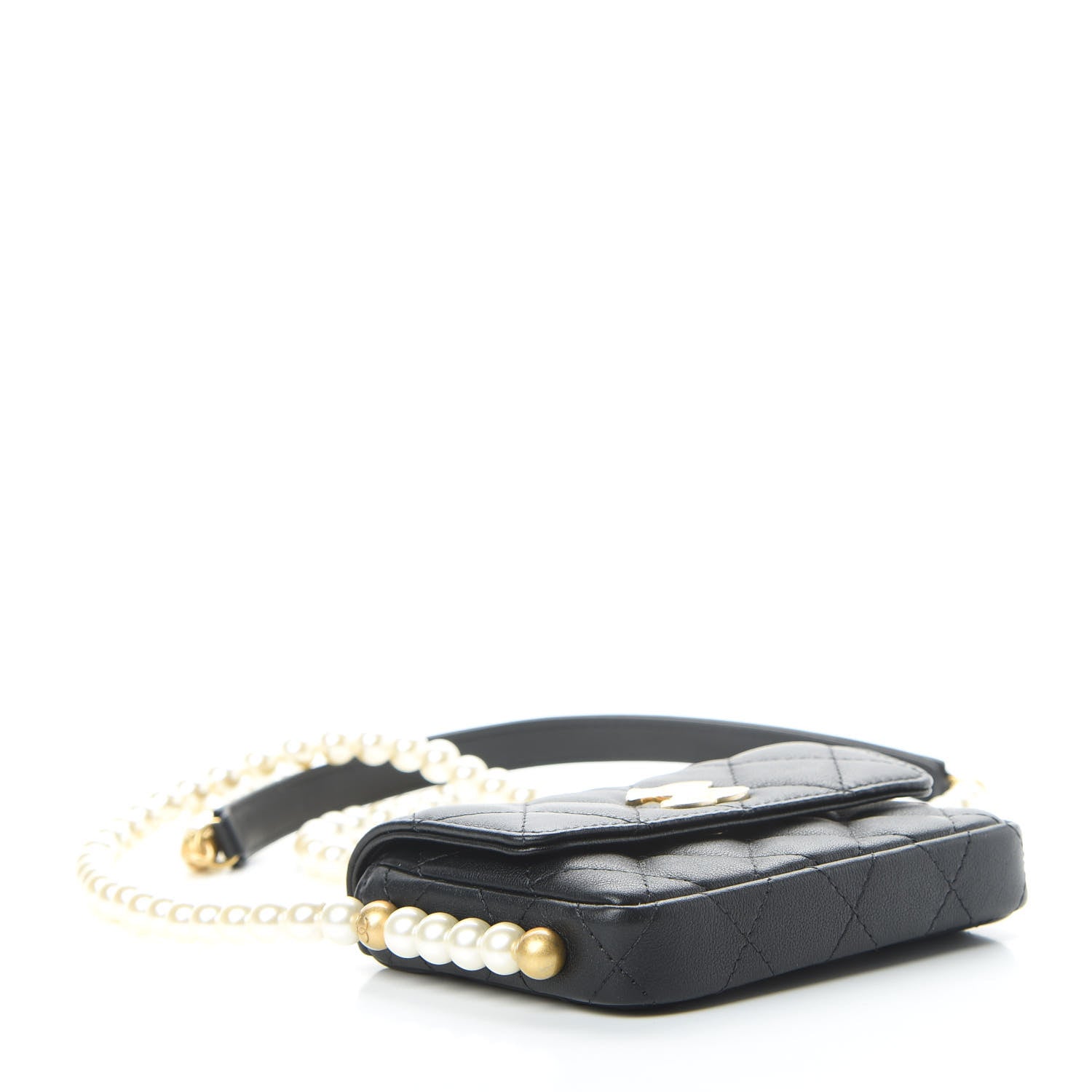 Chanel Calfskin Quilted About Pearls Card Holder Flap With Chain Black 4 of 13