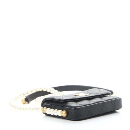 Chanel Calfskin Quilted About Pearls Card Holder Flap With Chain Black 4 of 13