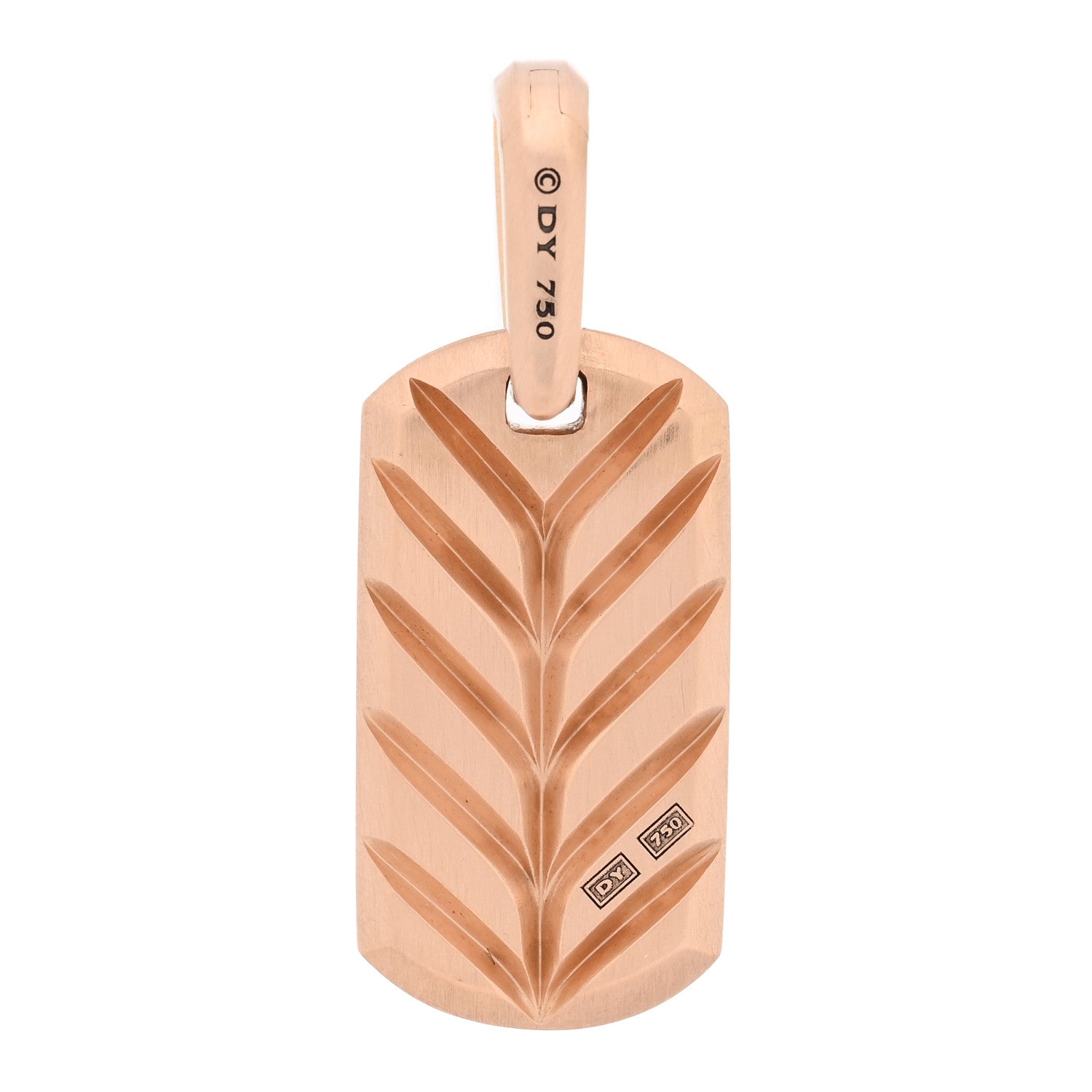 David Yurman 18K Rose Gold Cognac Diamond 21mm Chevron Dog Tag Pendant 3 of 3