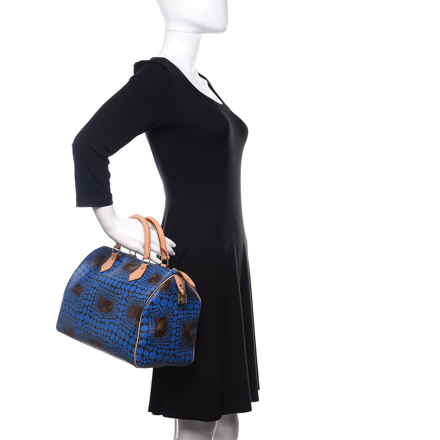 Louis Vuitton Monogram Kusama Town Speedy 30 Blue 2 of 10