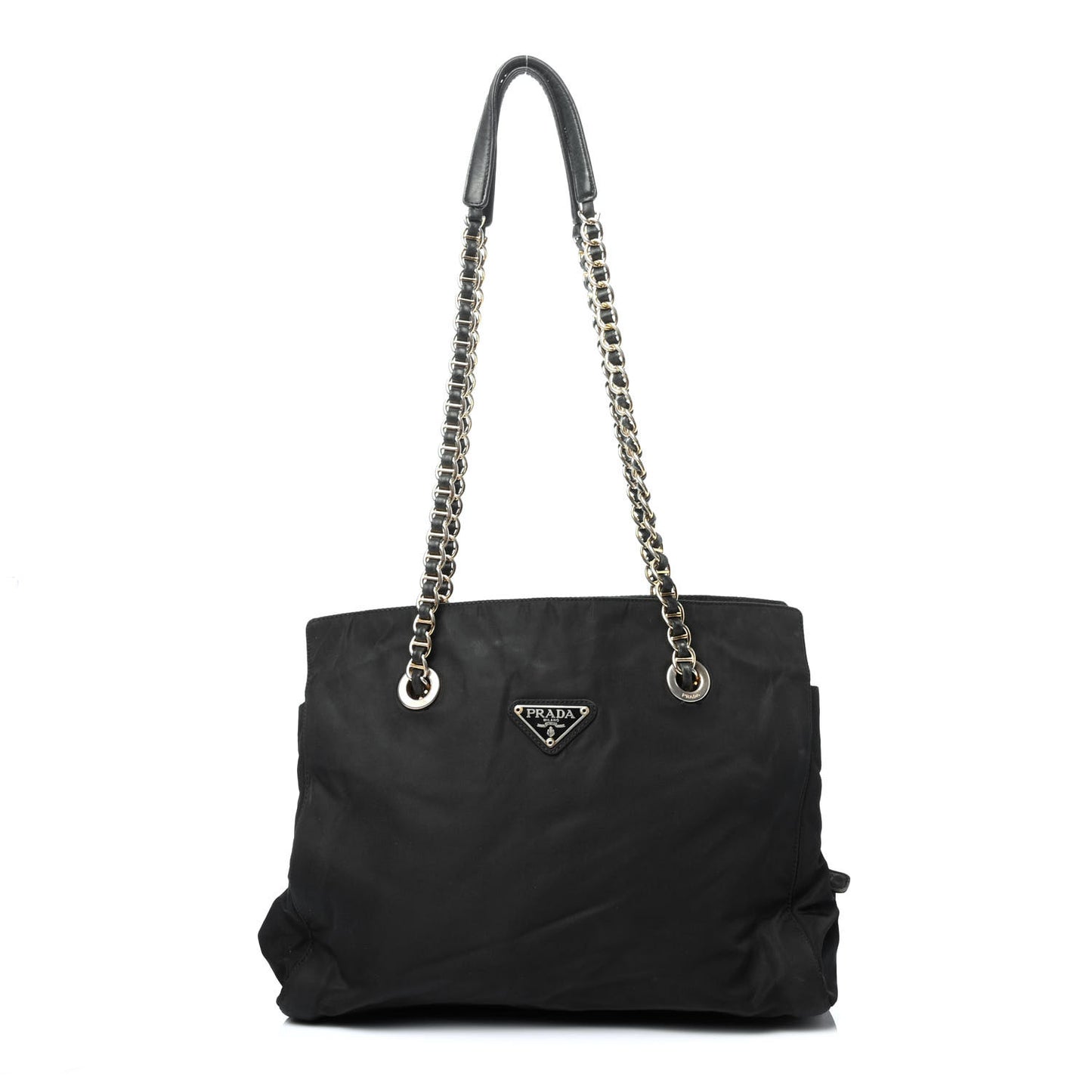 Tessuto Nylon Chain Shoulder Bag Black