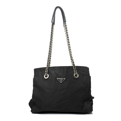 Prada Tessuto Nylon Chain Shoulder Bag Black 1 of 4