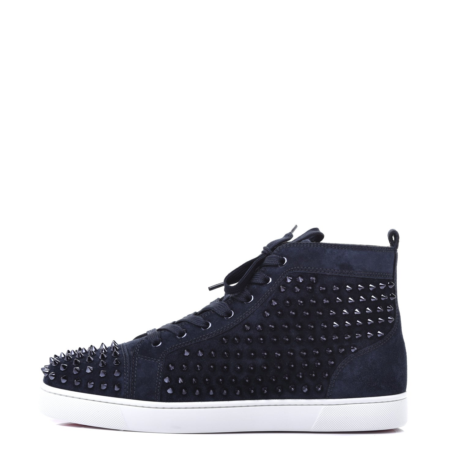 Christian Louboutin Veau Velours Mens Louis Spikes Flat Sneakers 45 Marine 1 of 9