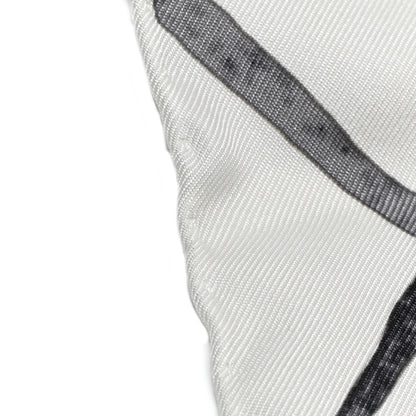 Chanel Silk CC Logo Camellia Scarf White Black 5 of 8