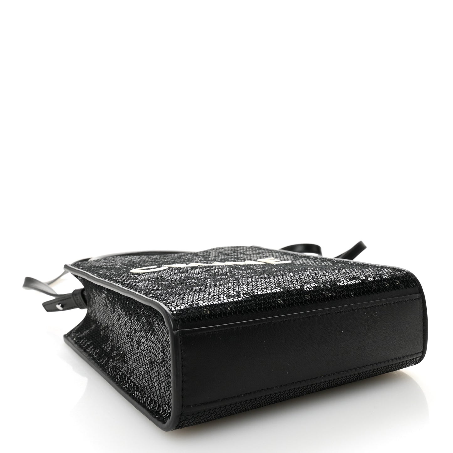 Sequin Calfskin Mini Vertical Cabas Black White