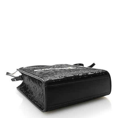 Celine Sequin Calfskin Mini Vertical Cabas Black White 4 of 8