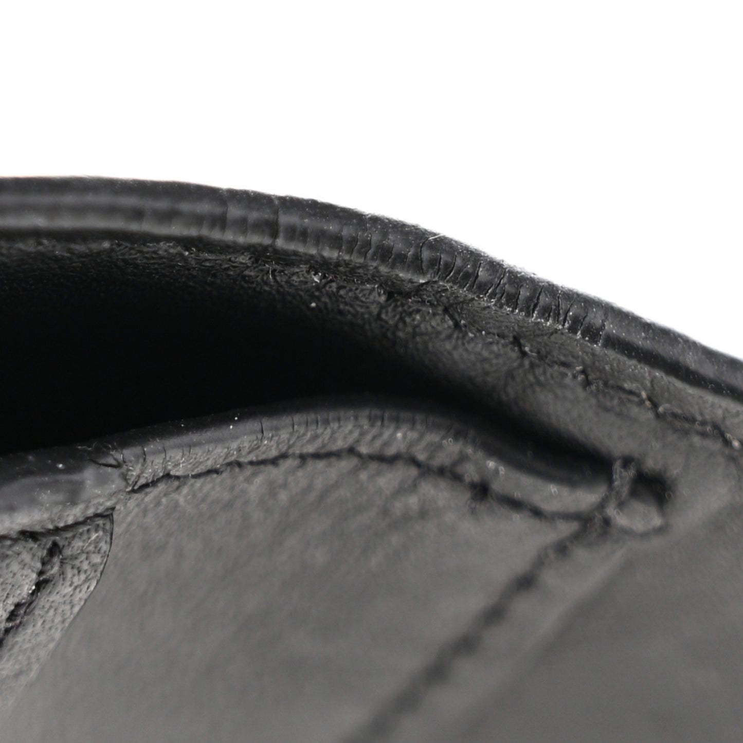 Taurillon Perforated Capucines Compact Wallet Black