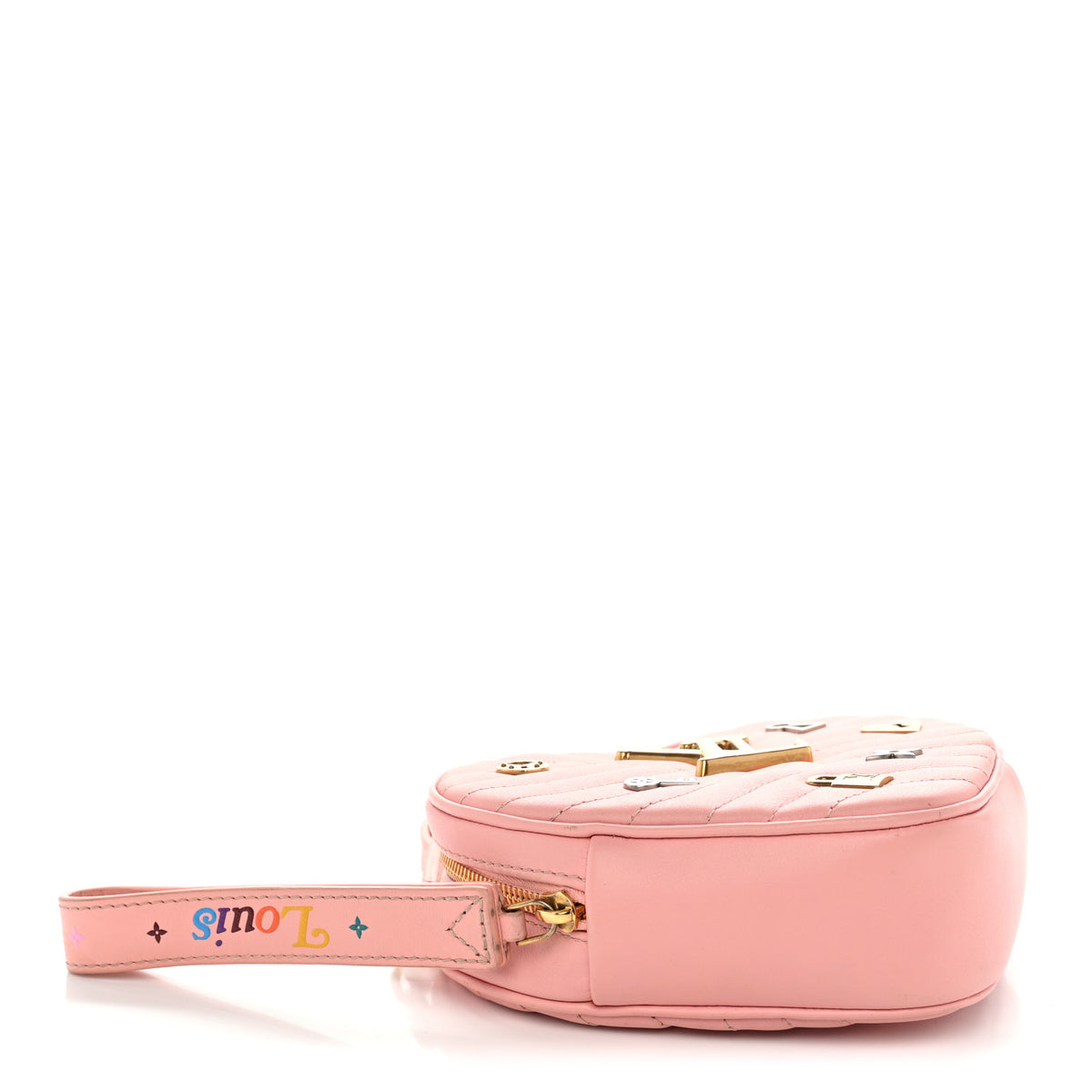 Calfskin Embellished New Wave Love Lock Heart Bag Rose Pomettes