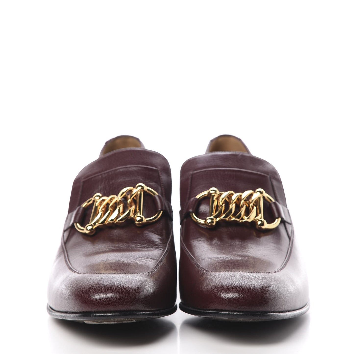 Goatskin Mens Chain Mid Heel Loafers 8.5 Burgundy