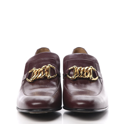 Gucci Goatskin Mens Chain Mid Heel Loafers 8.5 Burgundy 2 of 9