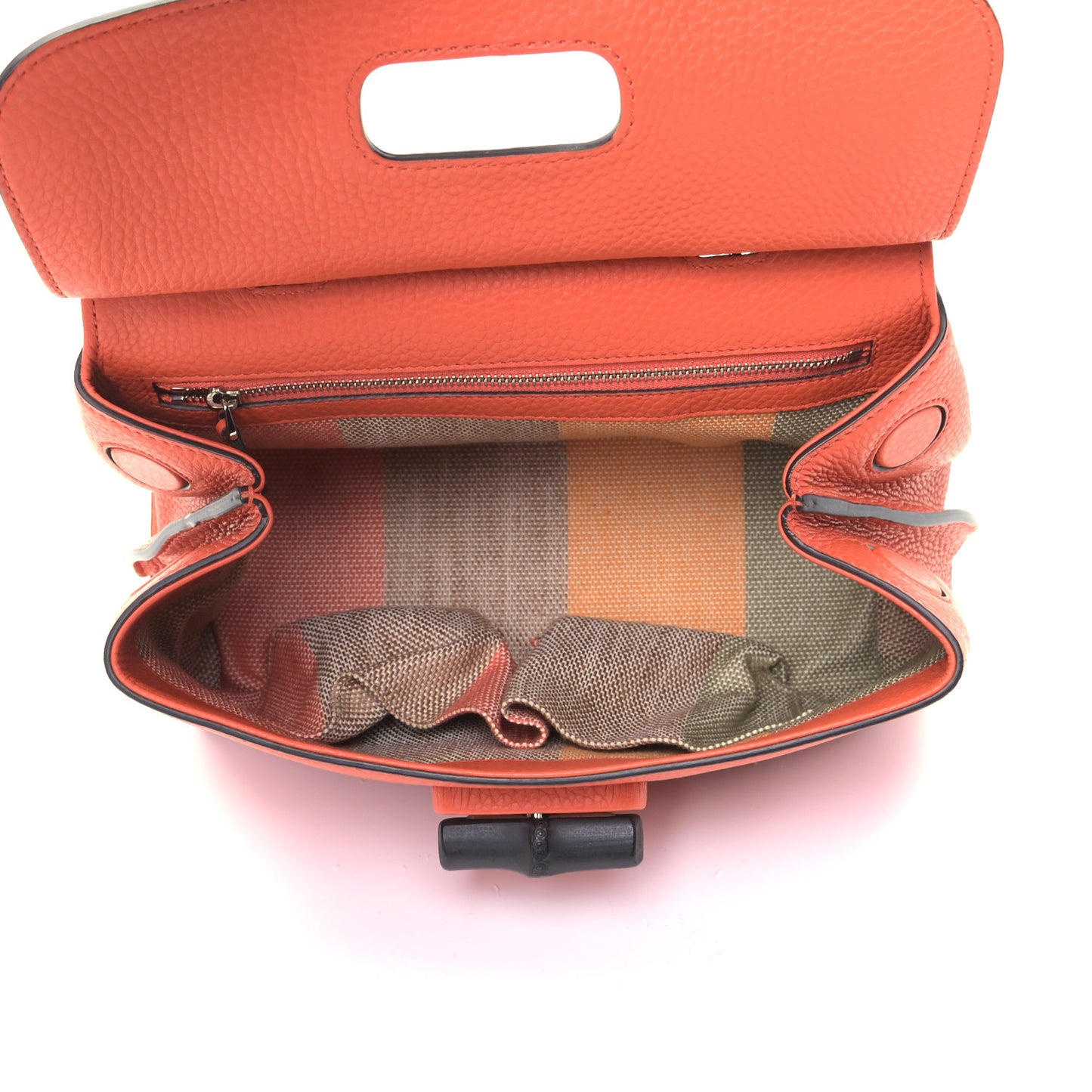 Cellarius Calfskin Small Bamboo Daily Top Handle Bag New Dark Orange