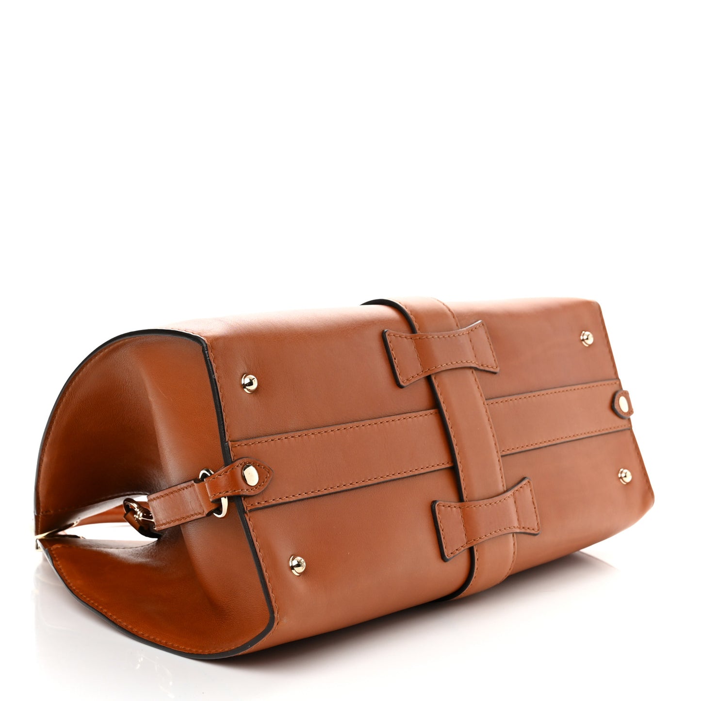Calfskin Medium Stirrup Top Handle Bag Brown