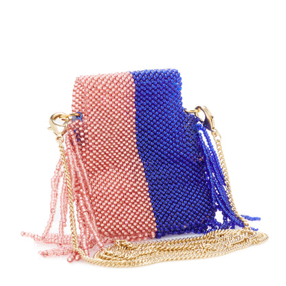 Fendi Glass Beaded Mini Pico Baguette Charm Blue Salmone 2 of 8
