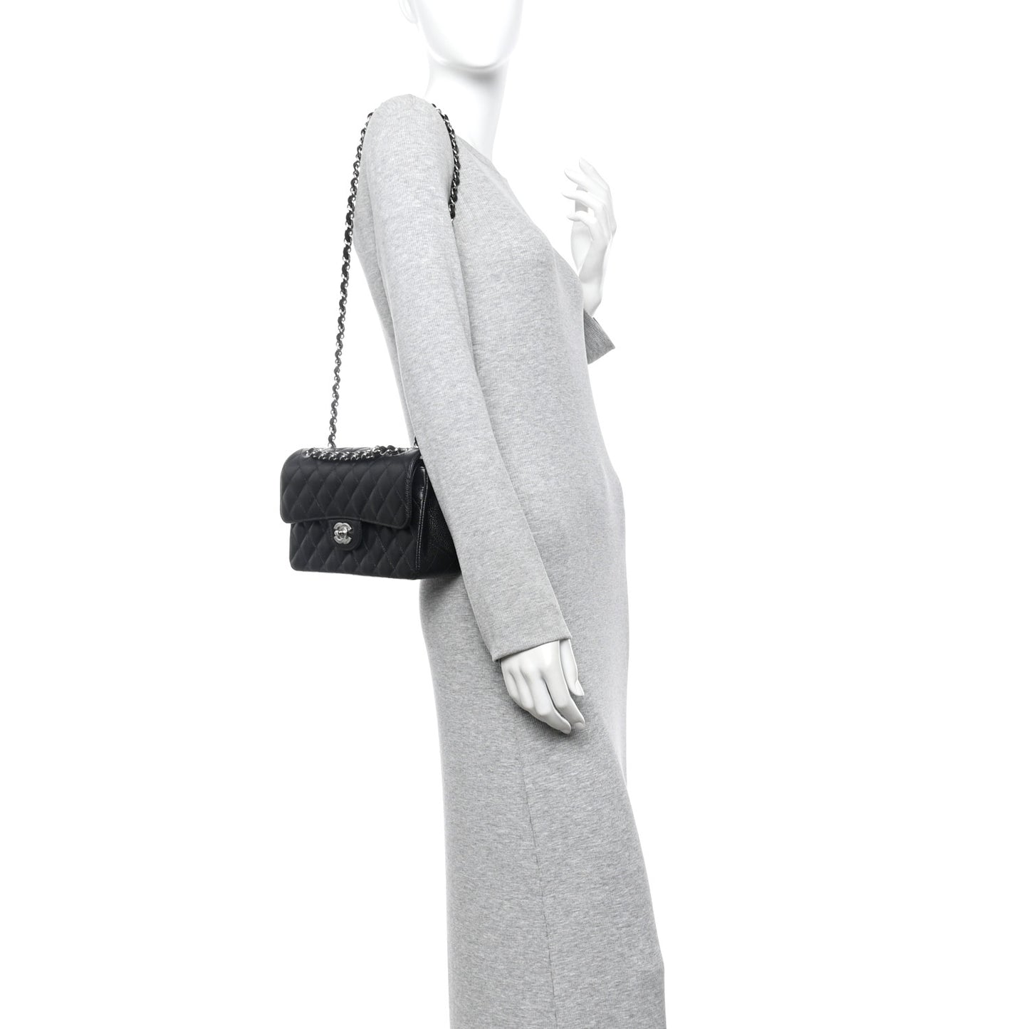 Caviar Quilted Small Double Flap Black