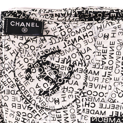 Chanel Silk CC Logo Scarf Black White 2 of 3