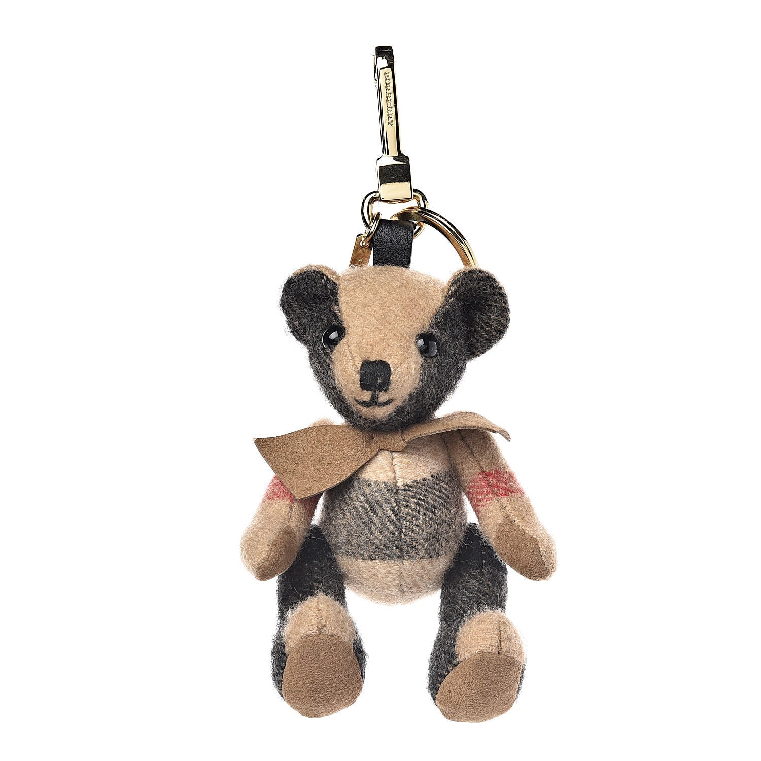 Burberry Cashmere House Check Thomas Bear Bag Charm Camel Gold 1 of 3