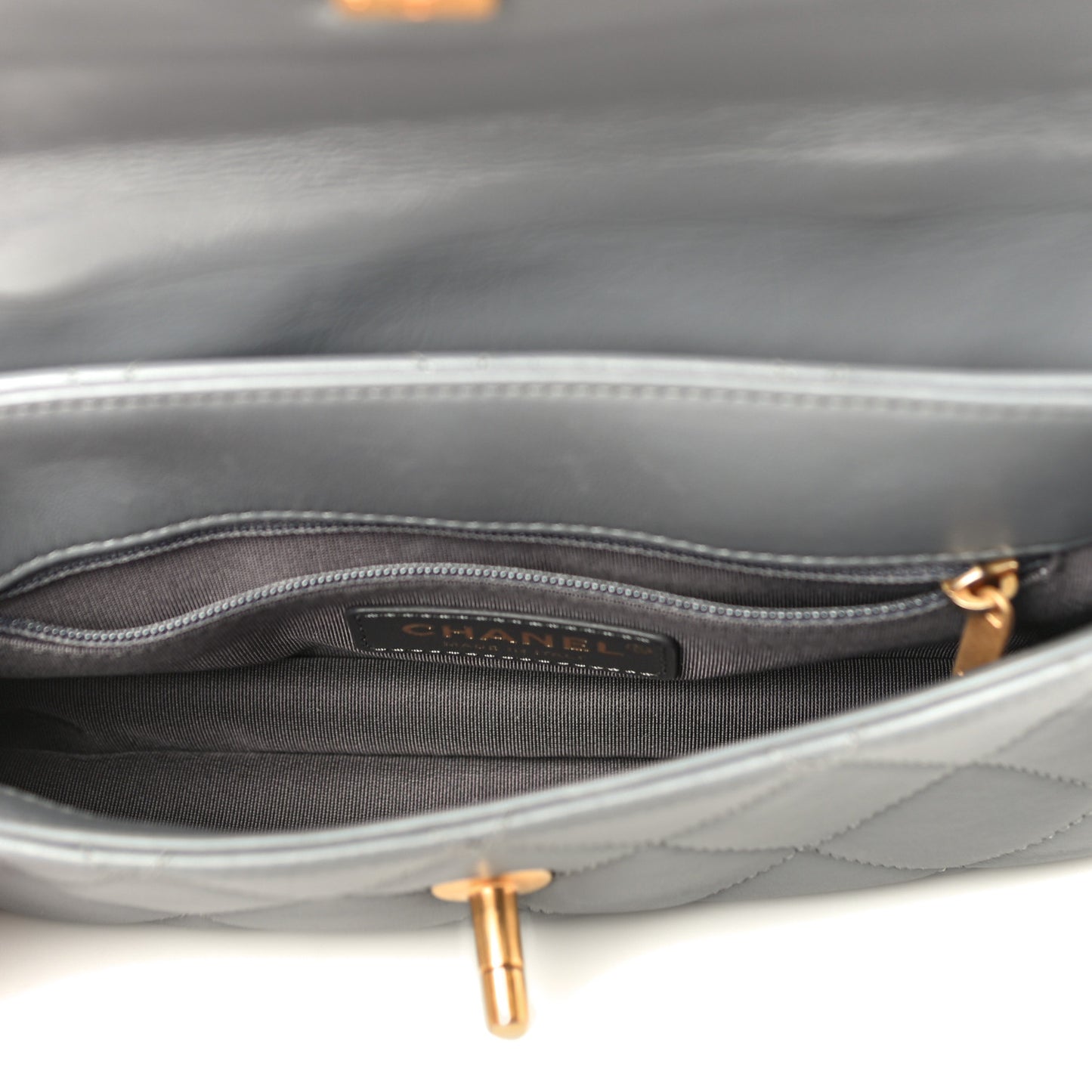 Lambskin Quilted Small La Parisienne Top Handle Flap Grey