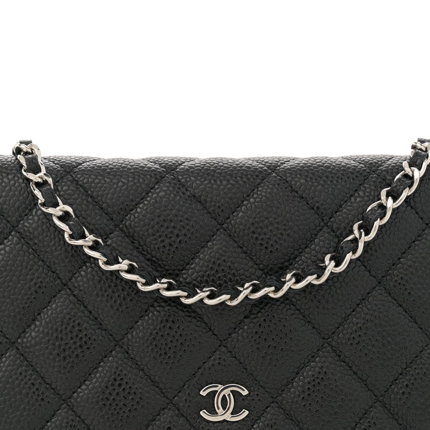Caviar Quilted Wallet on Chain WOC Black