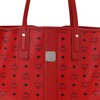 MCM Visetos Medium Liz Reversible Shopper Tote Ruby Red 10 of 15