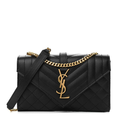 Saint Laurent Grain De Poudre Textured Mixed Matelasse Triquilt Small Monogram Satchel Black 1 of 9